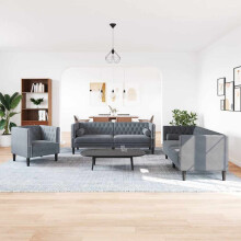 Berkfield Living Room Couch 3 pcs Dark Grey 194 x 74.5 x 70.5 cm Velvet