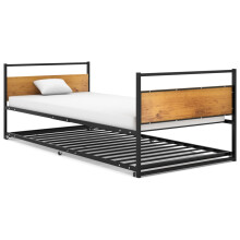 Berkfield Pull-out Bed Frame without Mattress Black Metal 90x200 cm