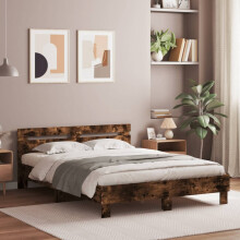 Berkfield Bed Frame without Mattress Smoked Oak 150x200 cm King Size