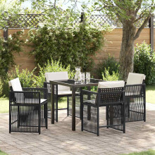 Berkfield Garden Dining Set 5 pcs Black Poly Rattan