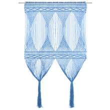 Berkfield Macrame Curtain Blue 140x240 cm Cotton
