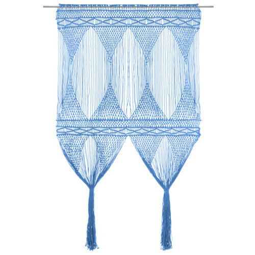 Berkfield Macrame Curtain Blue 140x240 cm Cotton
