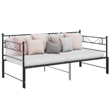 Berkfield Pull-out Sofa Bed Frame without Mattress Black Metal 90x200 cm