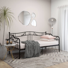 Berkfield Sofa Bed Frame without Mattress Black Metal 90x200 cm