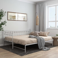 Berkfield Pull-out Sofa Bed Frame without Mattress White Metal 90x200 cm