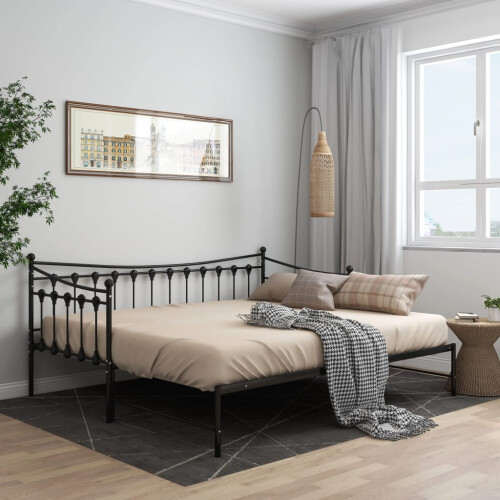 Berkfield Pull-out Sofa Bed Frame without Mattress Black Metal 90x200 cm