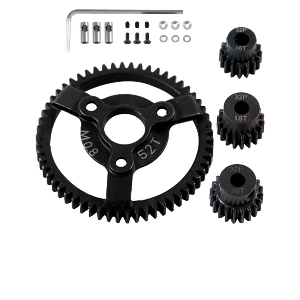 32P Steel Spur Gear 52T Set With 16T 18T 20T Pinions, #45 Transmission Upgrade For Slash 2Wd, Rustler Stampede 1/10 Rc 9351714769044