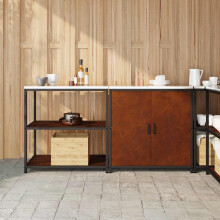 Berkfield Kitchen Storage Set with Shelf 2 pcs Rusty Weathering Steel