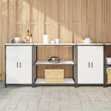 Berkfield Kitchen Storage Set with Shelf 3 pcs White Cold-rolled Steel