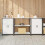 Berkfield Kitchen Storage Set with Shelf 3 pcs White Cold-rolled Steel 1