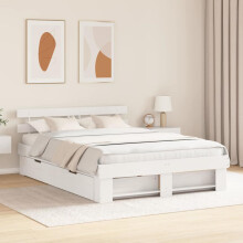Berkfield Bed Frame with Headboard White 150 x 200 cm Solid Pine Wood