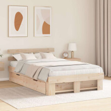 Berkfield Bed Frame with Headboard Brown 135 x 190 cm Solid Pine Wood