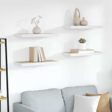 Berkfield Floating Wall Shelves 4 pcs Oak and White 60x23.5x3.8 cm MDF