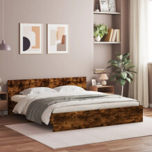 Berkfield Bed Frame without Mattress Smoked Oak 180x200 cm Super King