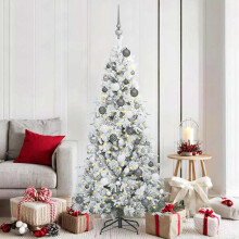 Berkfield Artificial Hinged Christmas Tree White 180 cm PE and PVC