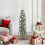 Berkfield Artificial Slim Christmas Tree Green and White 120 cm 1