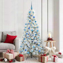 Berkfield Artificial Hinged Christmas Tree White 180 cm PE and PVC