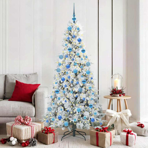 Berkfield Artificial Hinged Christmas Tree White 180 cm PE and PVC