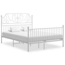 Berkfield Bed Frame with Headboard without Mattress White 160x200 cm Metal