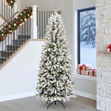 Berkfield Artificial Christmas Tree with 300 LEDs with Stand White 240 cm