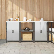 Berkfield Kitchen Storage Set with Shelf 3 pcs Silver Stainless Steel