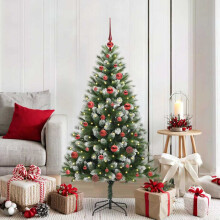 Berkfield Artificial Hinged Christmas Tree with Flocked Snow 150 cm