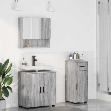 Berkfield Bathroom Furniture Set with Drawer with Door 3 pcs Grey Sonoma