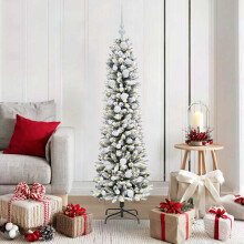 Berkfield Artificial Christmas Tree with 150 LEDs with Stand White 150 cm