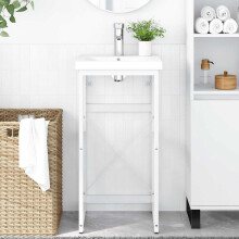 Berkfield Bathroom Washbasin Frame White 40x38x83 cm Iron
