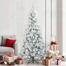 Berkfield Artificial Hinged Christmas Tree White 210 cm PE and PVC
