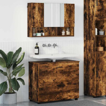 Berkfield Bathroom Furniture Set with Drawer with Shelf 2 pcs Smoked Oak