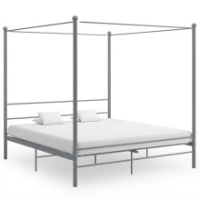 Berkfield Canopy Bed Frame without Mattress Grey Metal 180x200 cm Super King