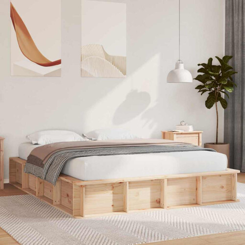 Berkfield Bed Frame Brown 150 x 200 cm Solid Pine Wood