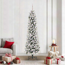 Berkfield Artificial Christmas Tree with 300 LEDs with Stand White 210 cm