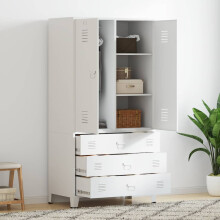 Berkfield Industrial Wardrobe White 90x50x180 cm Metal