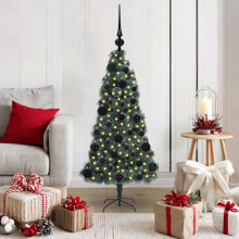 Berkfield Artificial Pre-lit Christmas Tree with Ball Set Green 120 cm