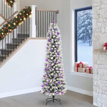 Berkfield Artificial Christmas Tree with 300 LEDs with Stand White 240 cm