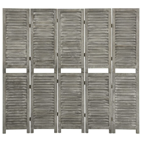 Berkfield 5-Panel Room Divider Grey 179x166 cm Solid Wood