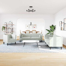 Berkfield Living Room Couch 3 pcs Light Grey 194 x 74.5 x 70.5 cm Velvet
