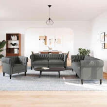 Berkfield Living Room Couch 3 pcs Dark Grey 201.5 x 74.5 x 74.5 cm Fabric