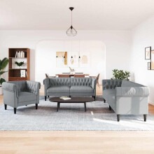 Berkfield Living Room Couch 3 pcs Light Grey 201.5 x 74.5 x 74.5 cm