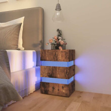 Berkfield LED Bedside Cabinet Smoked Oak 45x35x67 cm Engineered Wood