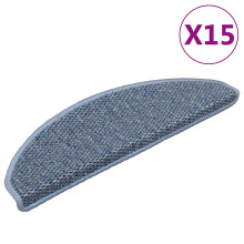 Berkfield Stair Mats Self-adhesive Sisal-Look 15 pcs 65x21x4 cm Blue