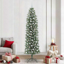 Berkfield Artificial Slim Christmas Tree Green and White 240 cm