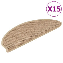 Berkfield Stair Mats Self-adhesive Sisal-Look 15 pcs 65x21x4 cm Sand
