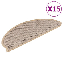 Berkfield Stair Mats Self-adhesive Sisal-Look 15 pcs 65x21x4 cm Light Beige