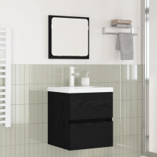Berkfield Bathroom Furniture Set with Drawer 2 pcs Black Oak and White