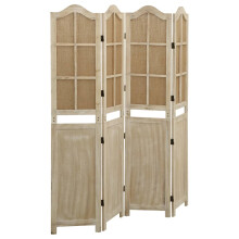 Berkfield 4-Panel Room Divider Brown 140x165 cm Fabric