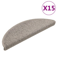 Berkfield Stair Mats Self-adhesive Sisal-Look 15 pcs 56x17x3 cm Silver