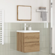 Berkfield Bathroom Furniture Set with Drawer 2 pcs Artisan Oak and White